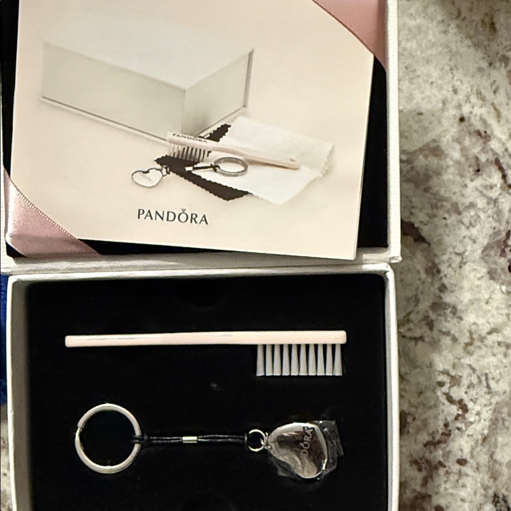 Pandora Silver and Black Keychain Set